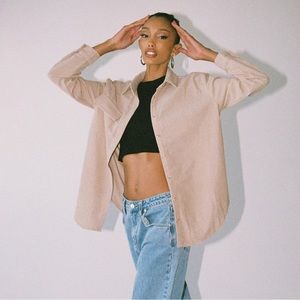 Princess Polly Beige Oversized Corduroy Shirt